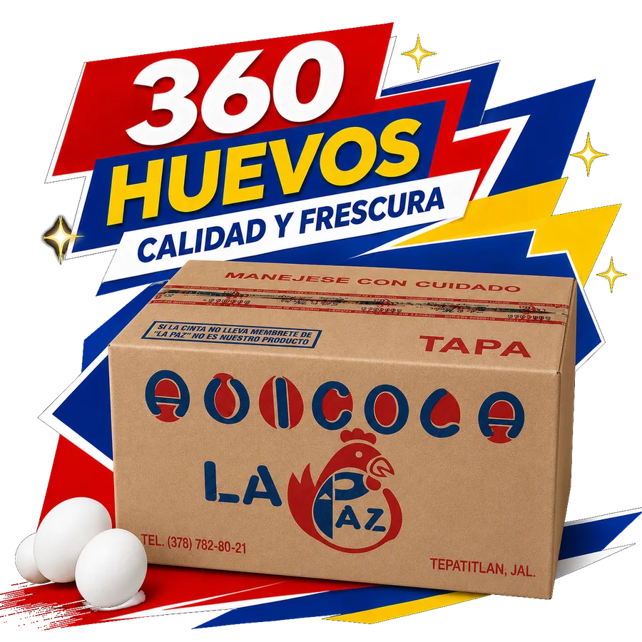 Huevo por caja Avícola La Paz — La caja estándar de 360 huevos, siempre pareja